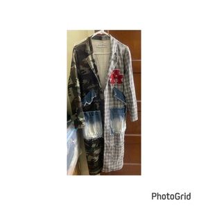 Fashion Nova Camouflage and Plaid Patchwork Blazer